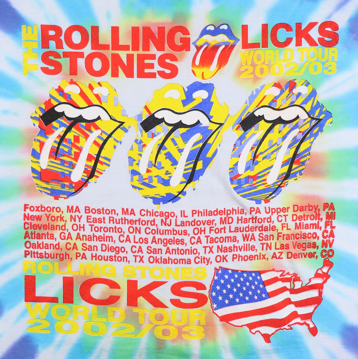 2002 Rolling Stones Licks Tour Tie Dye Shirt