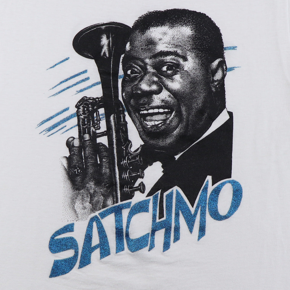 Louis Armstrong (Satchmo) Playing Trumpet T-Shirt Men / Heather Grey / L