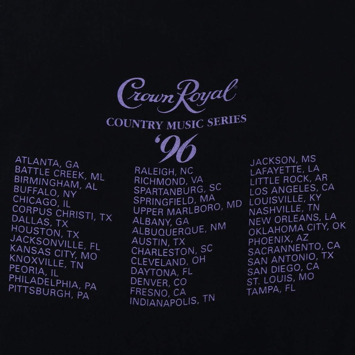 1996 Crown Royal Country Music Series Tour Shirt