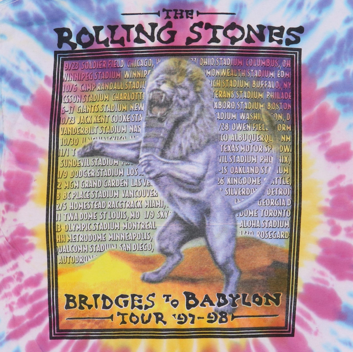 1997 Rolling Stones Bridges To Babylon Tie Dye Tour Shirt