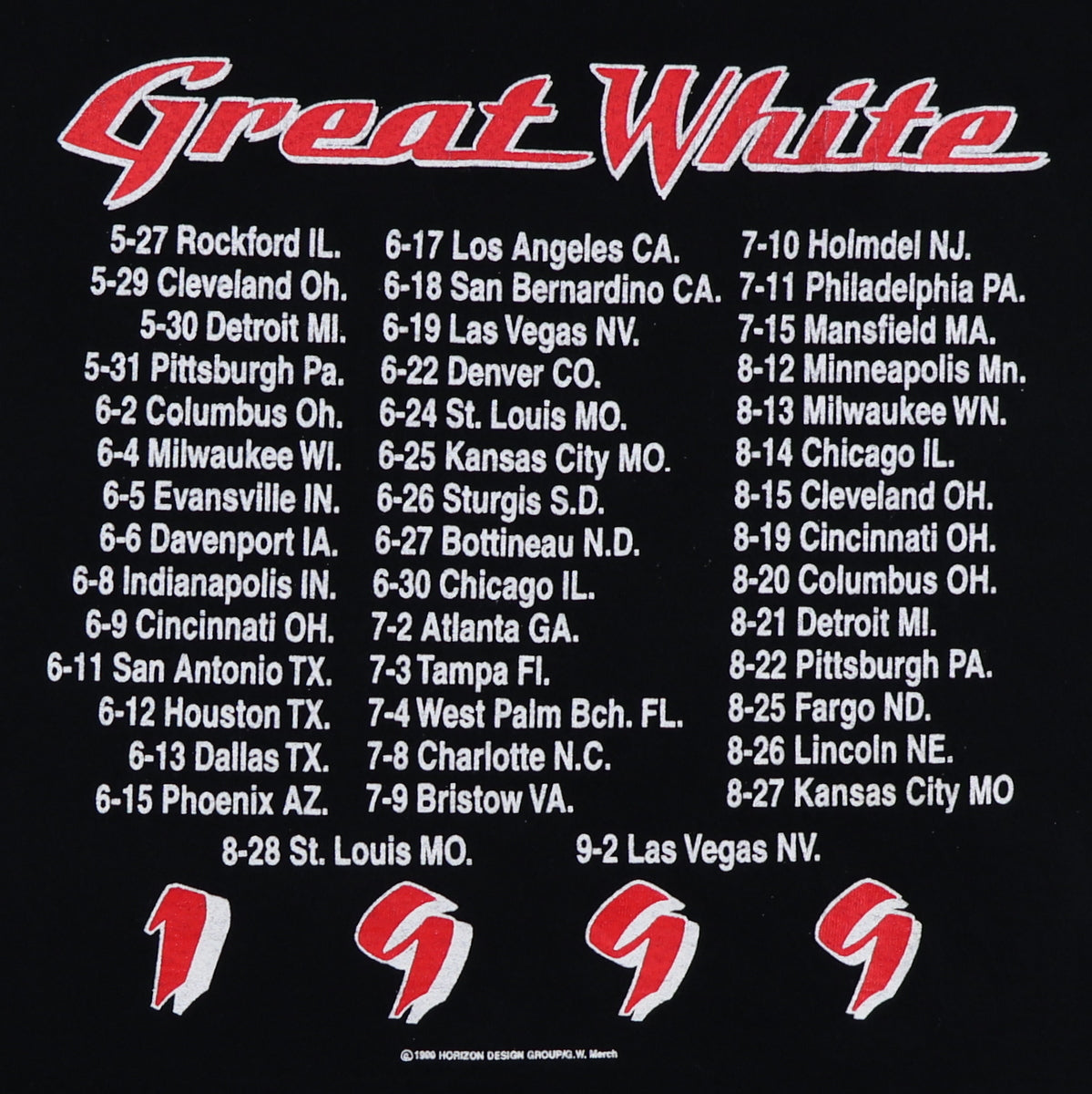 1999 Great White Tour Shirt