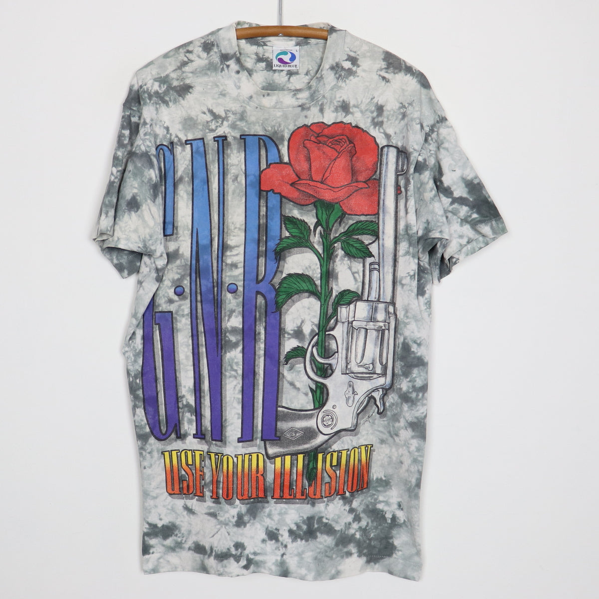 1990s Guns N Roses Liquid Blue Tie Dye Shirt