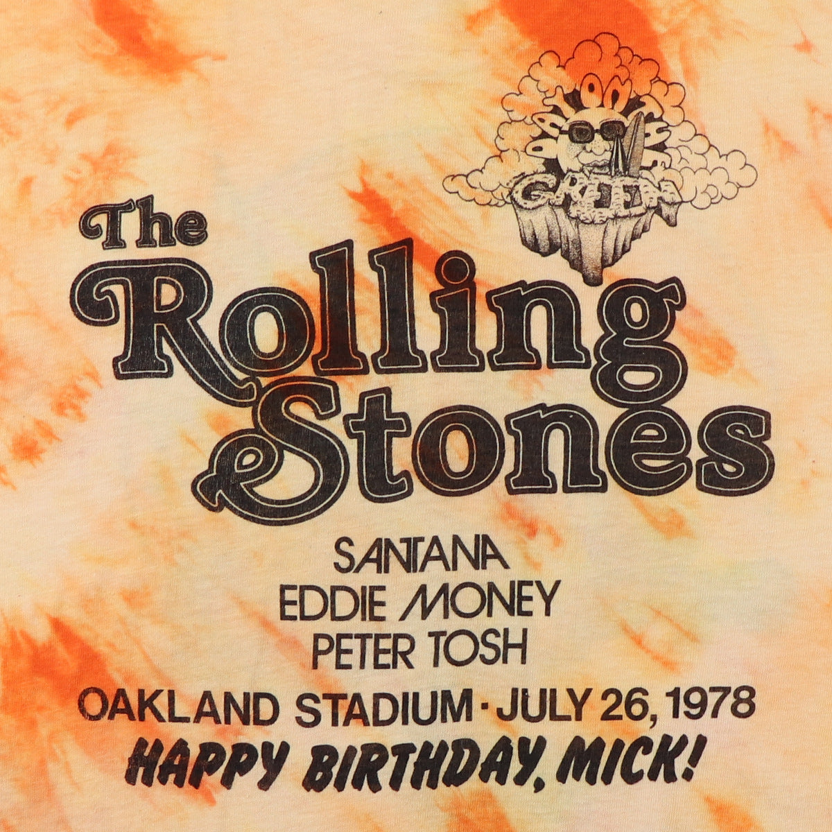 1978 Rolling Stones Happy Birthday Mick Concert Tie Dye Shirt