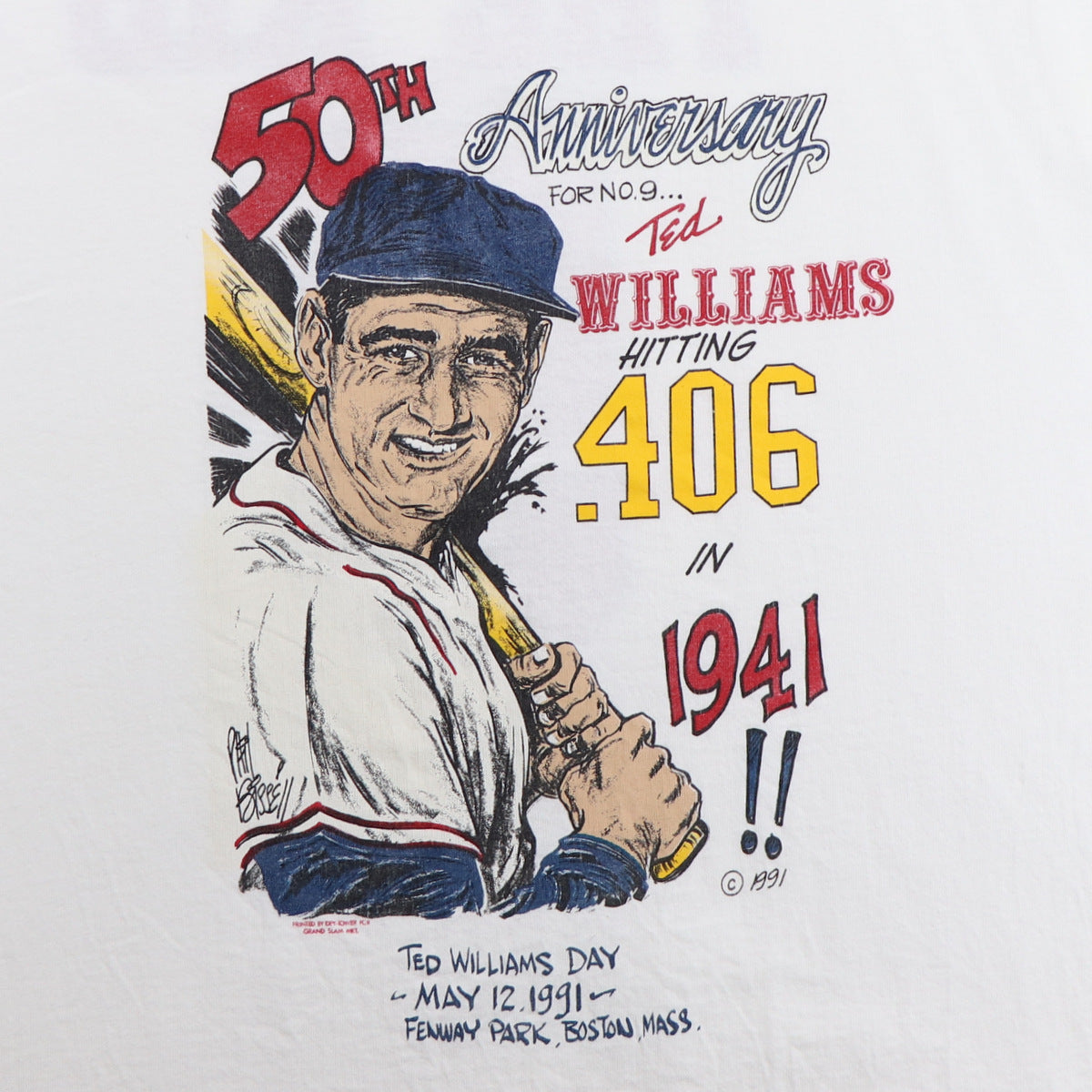 Wyco Vintage 1991 Ted Williams Day 50th Anniversary Shirt