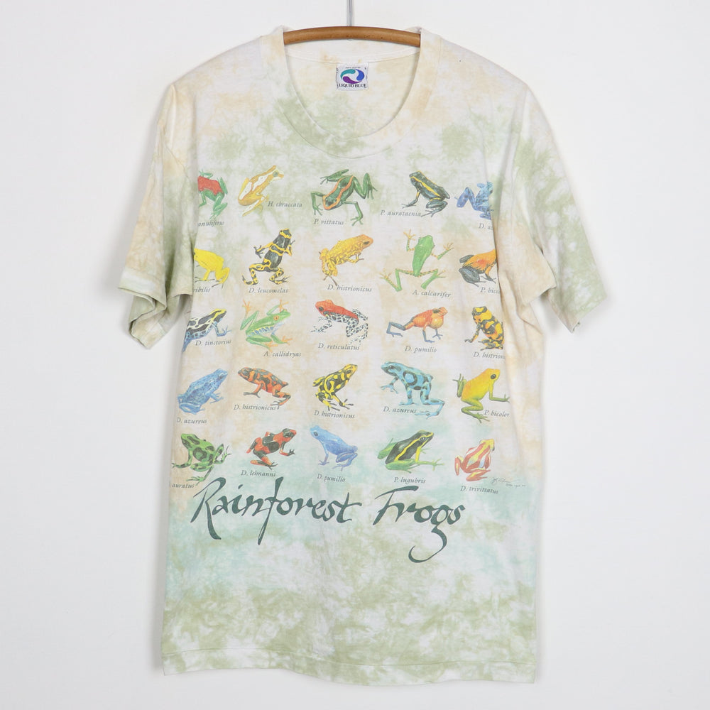 1993 Rainforest Frogs Liquid Blue Tie Dye Shirt