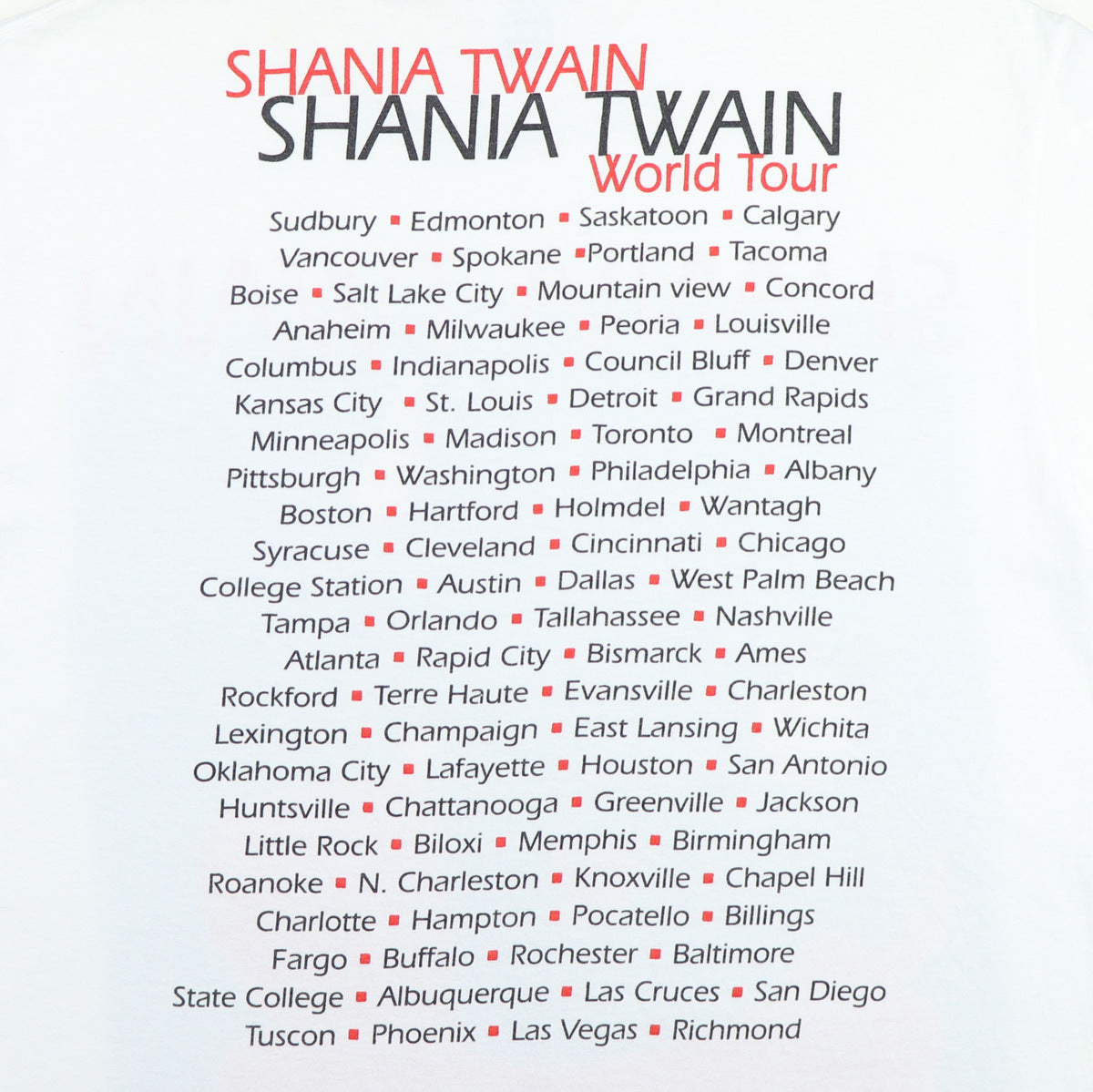 1998 Shania Twain World Tour Shirt