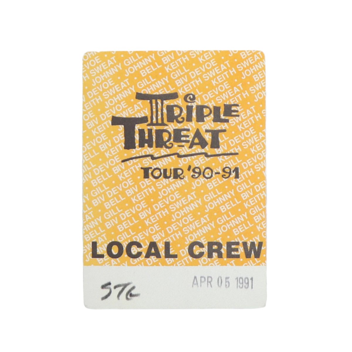 1991 Triple Threat Tour Local Crew Backstage Pass