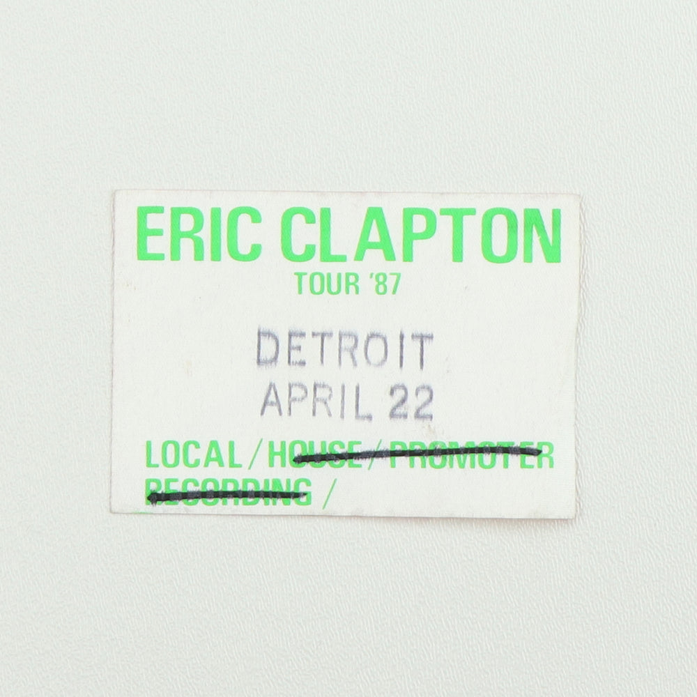 1987 Eric Clapton Local Backstage Pass