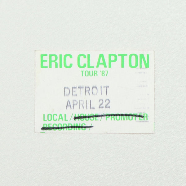 1987 Eric Clapton Local Backstage Pass