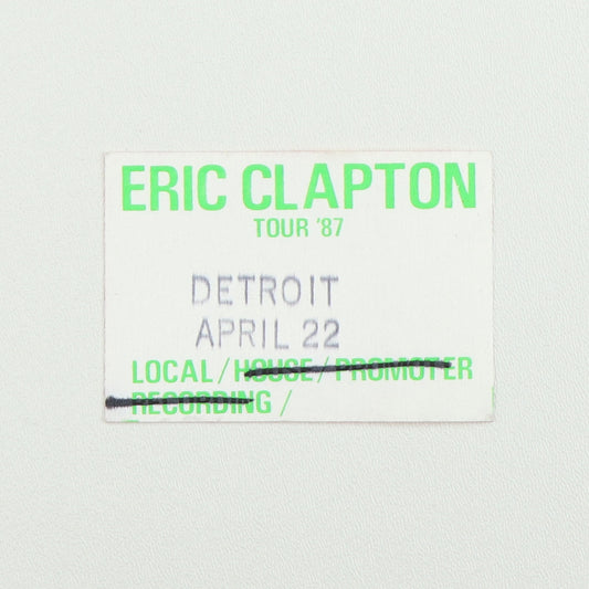 1987 Eric Clapton Local Backstage Pass