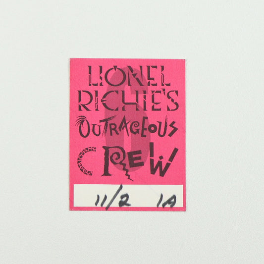 1987 Lionel Richie’s Outrageous Crew Backstage Pass