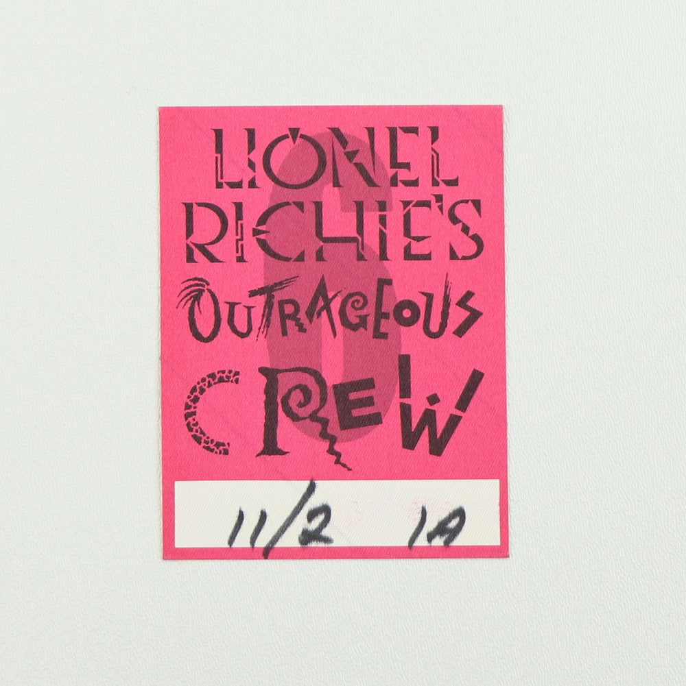 1987 Lionel Richie’s Outrageous Crew Backstage Pass