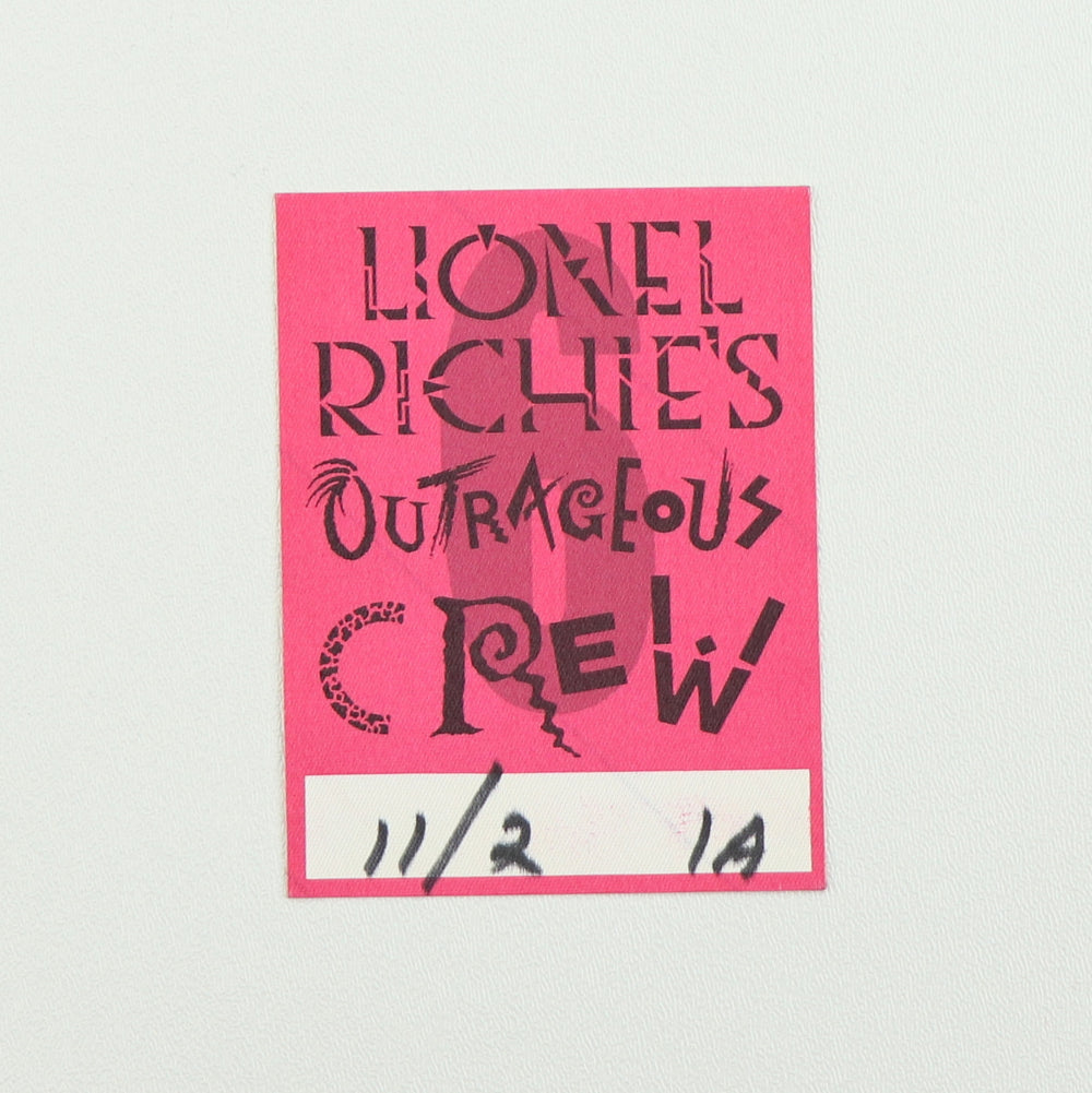 1987 Lionel Richie’s Outrageous Crew Backstage Pass