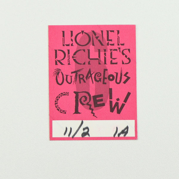 1987 Lionel Richie’s Outrageous Crew Backstage Pass