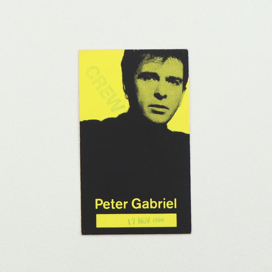 1986 Peter Gabriel So Tour Crew Backstage Pass