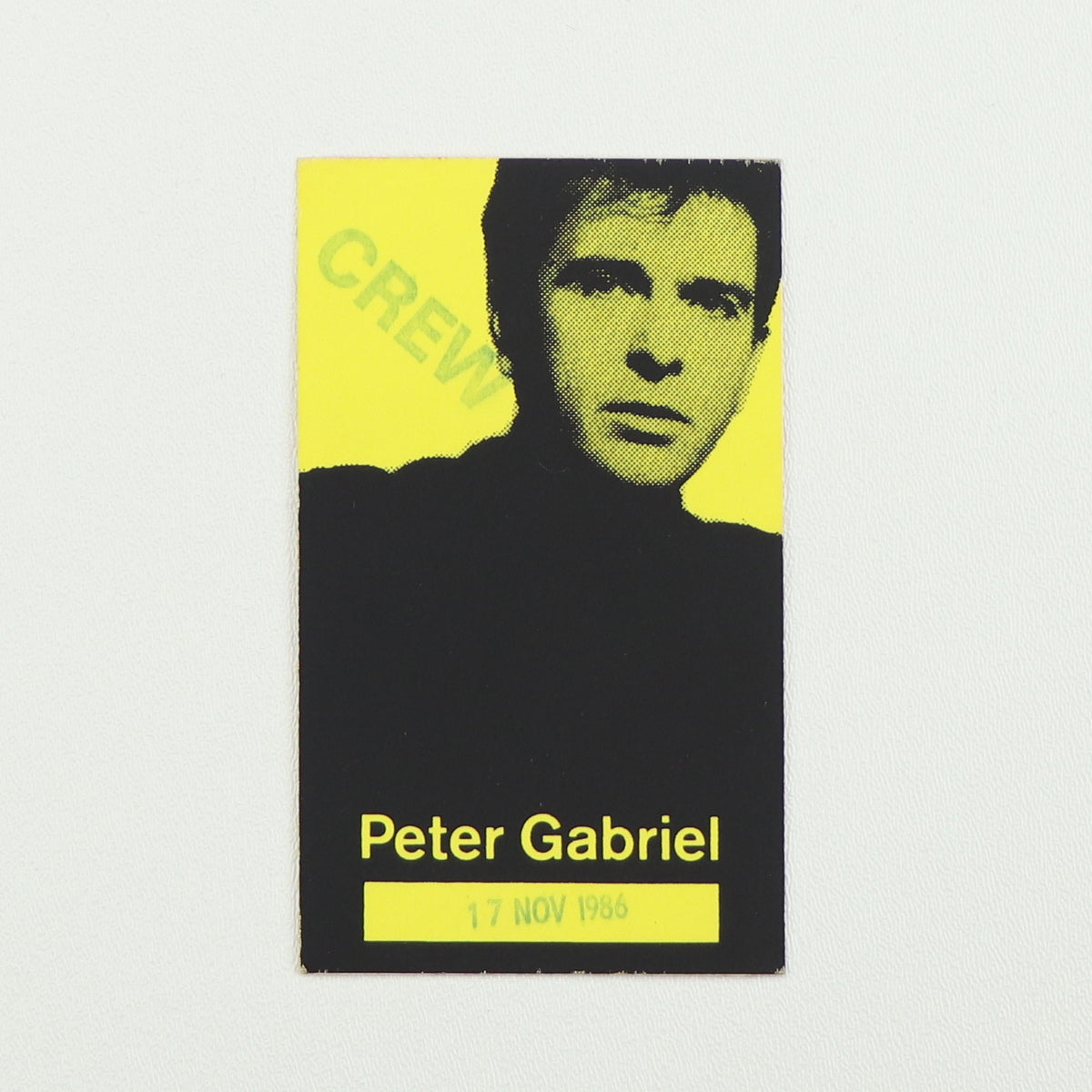 1986 Peter Gabriel So Tour Crew Backstage Pass