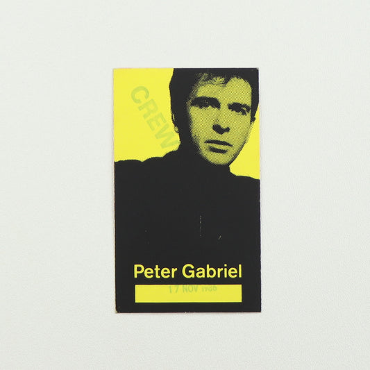 1986 Peter Gabriel So Tour Crew Backstage Pass