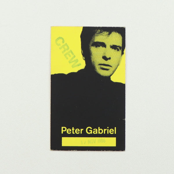 1986 Peter Gabriel So Tour Crew Backstage Pass