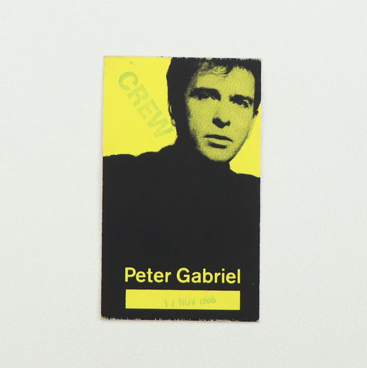 1986 Peter Gabriel So Tour Crew Backstage Pass