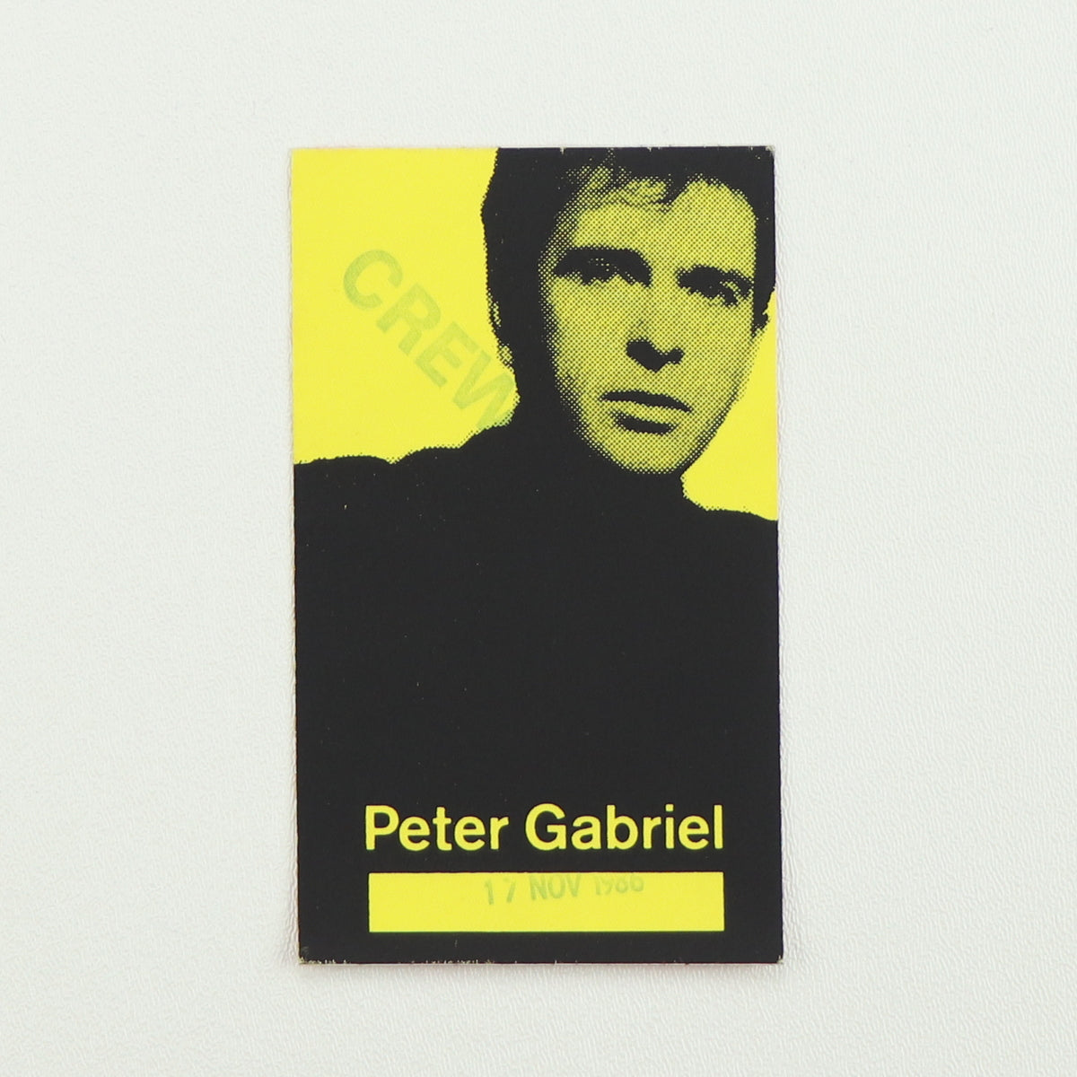 1986 Peter Gabriel So Tour Crew Backstage Pass