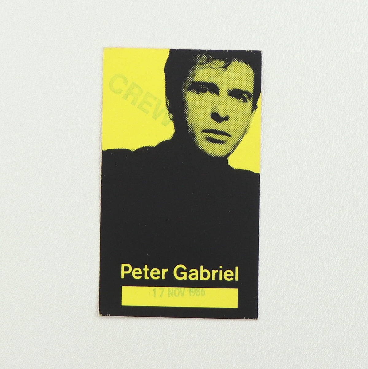 1986 Peter Gabriel So Tour Crew Backstage Pass