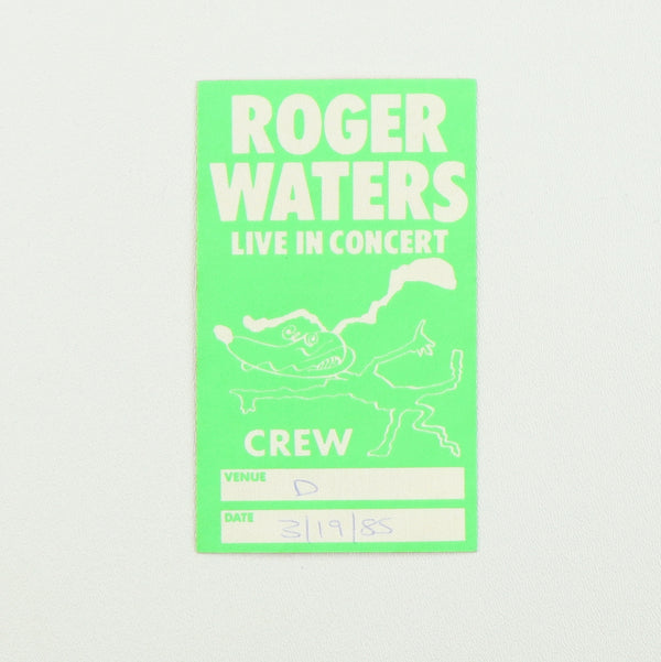 1985 Roger Waters Live In Concert Crew Backstage Pass