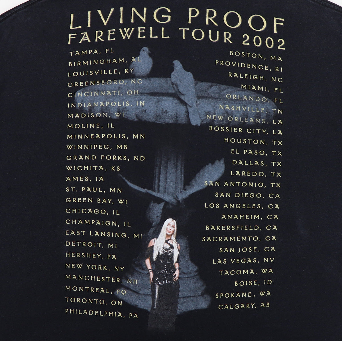 Wyco Vintage 2002 Cher Living Proof Farewell Tour Shirt