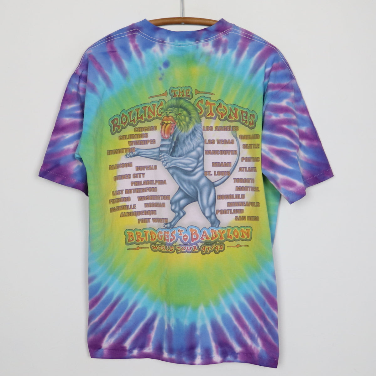 1997 Rolling Stones Bridges To Babylon Tie Dye Tour Shirt