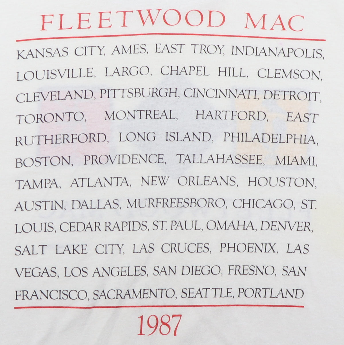 1987 Fleetwood Mac Tour Shirt