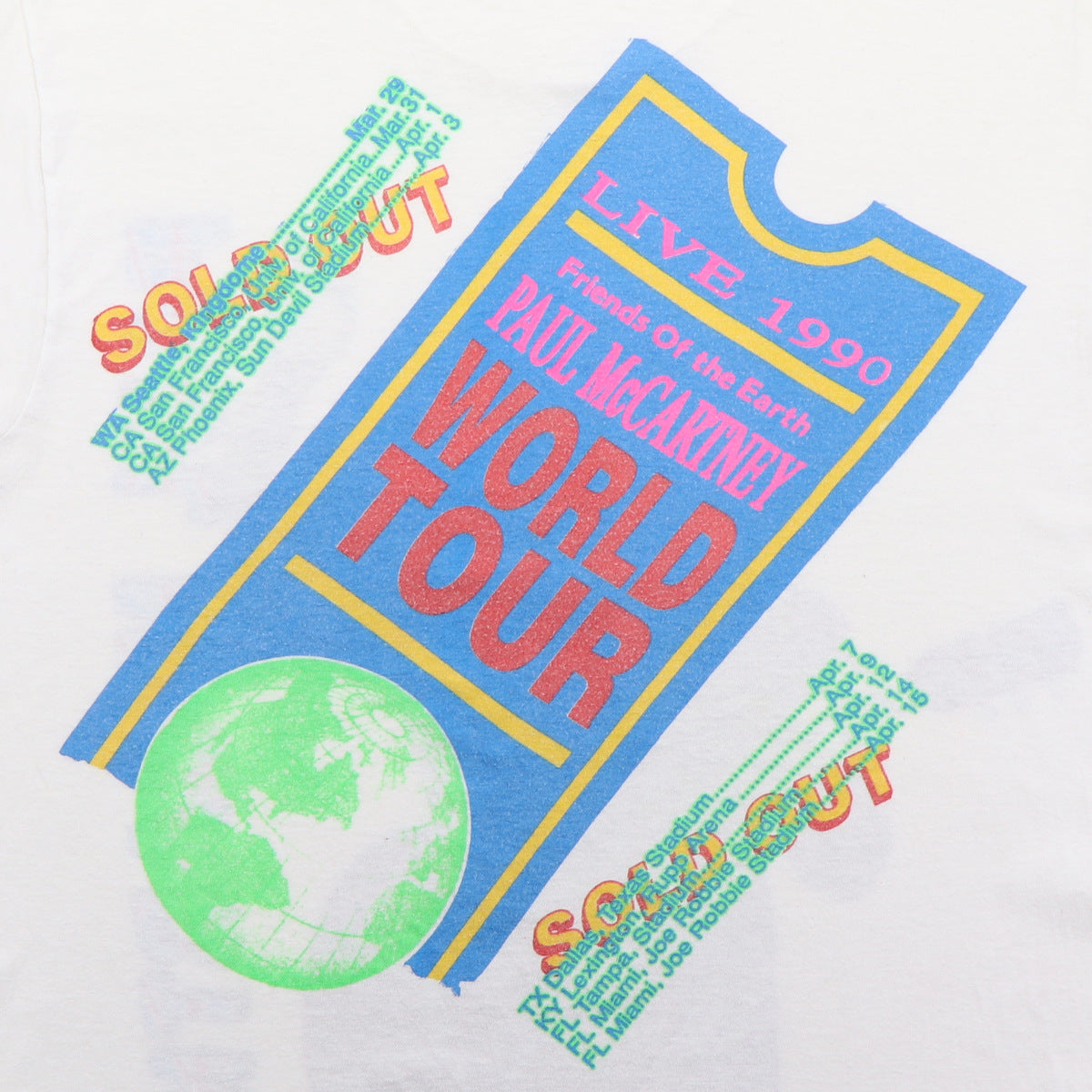 1990 Paul McCartney Friends Of The Earth World Tour Shirt