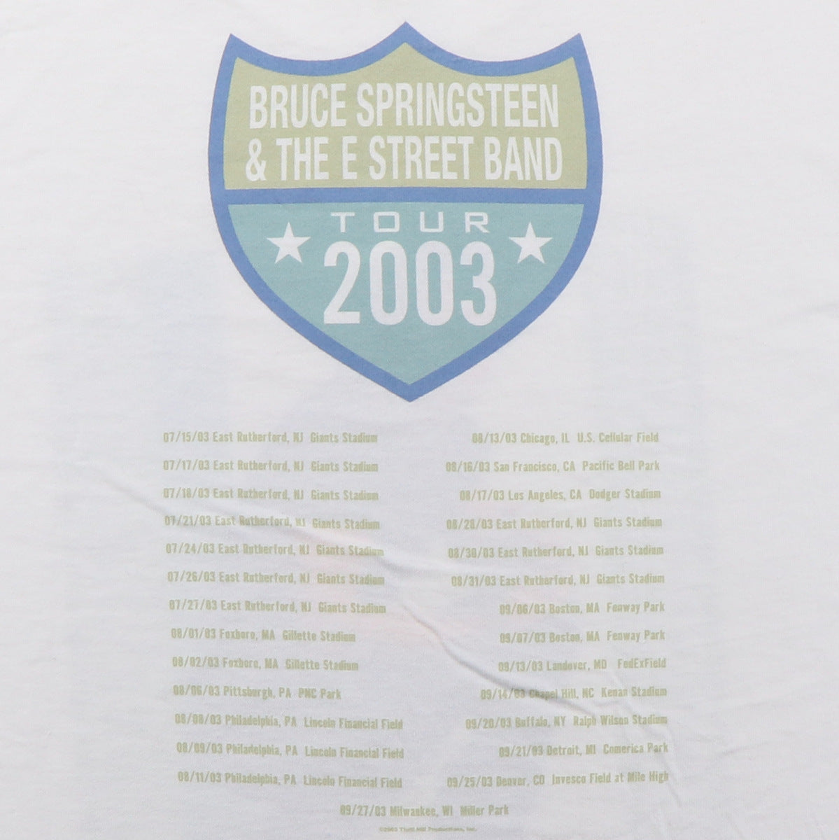 2003 Bruce Springsteen & The E Street Band Tour Shirt