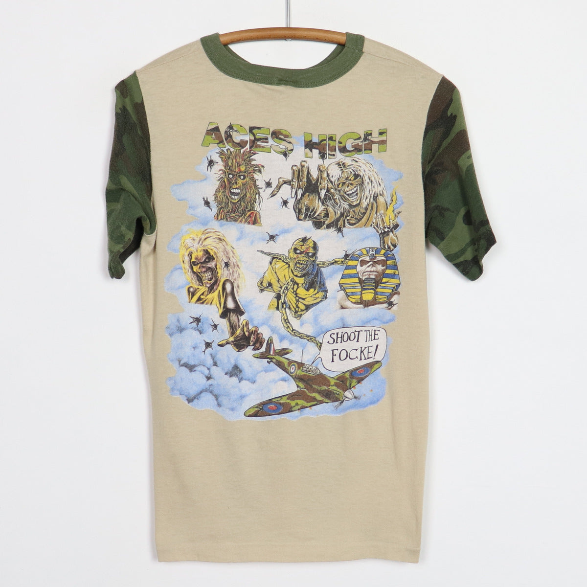 1984 Iron Maiden Aces High Shoot The Focke Camo Sleeve Shirt