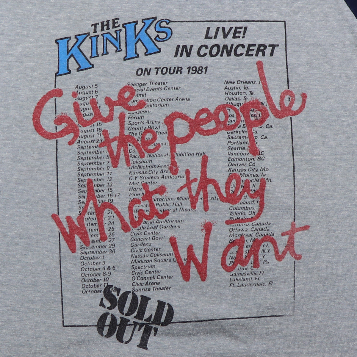 1981 The Kinks Give The People What They Want Tour Jersey Shirt