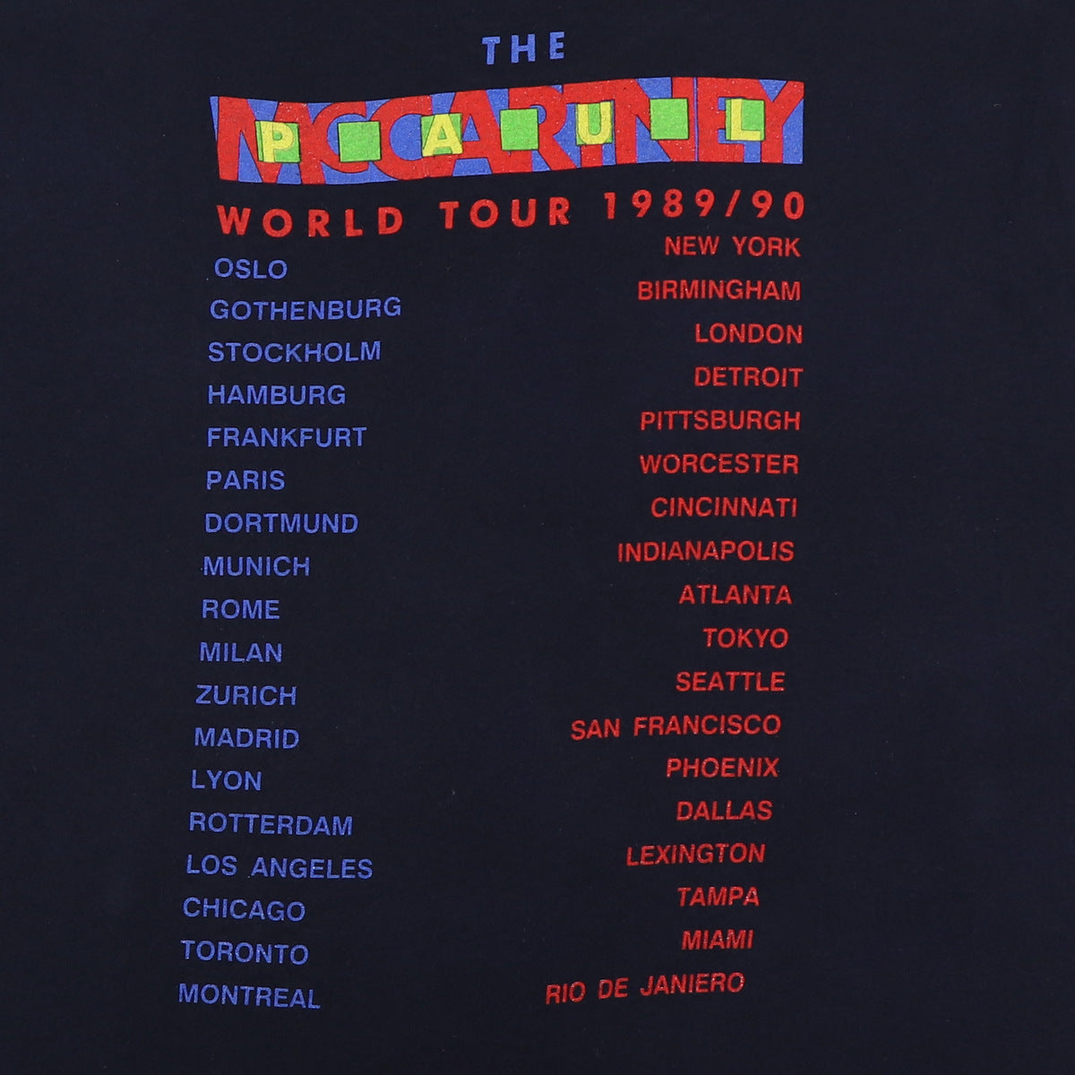 1989 Paul McCartney World Tour Shirt