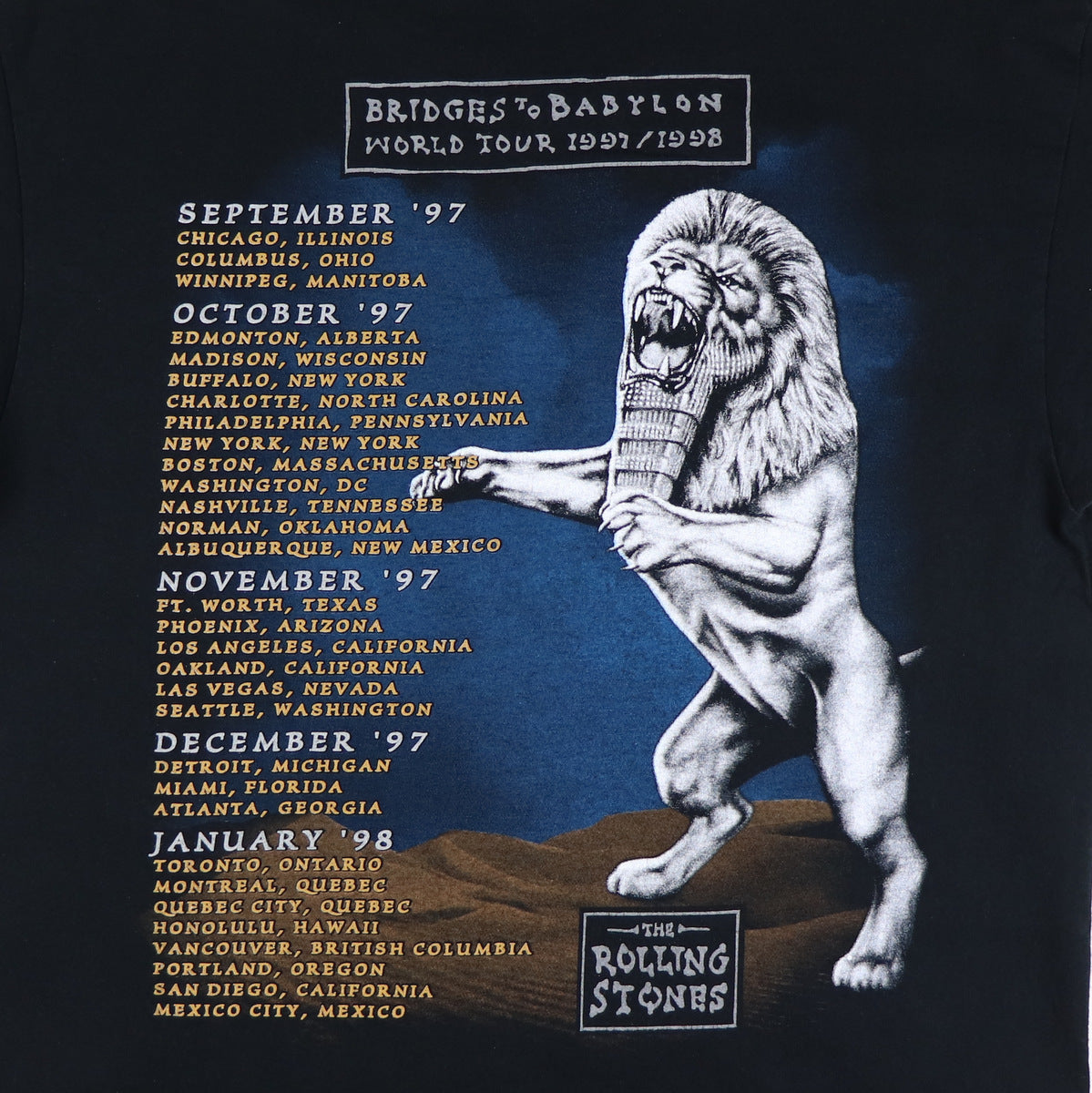 1997 Rolling Stones Bridges To Babylon Tour Shirt