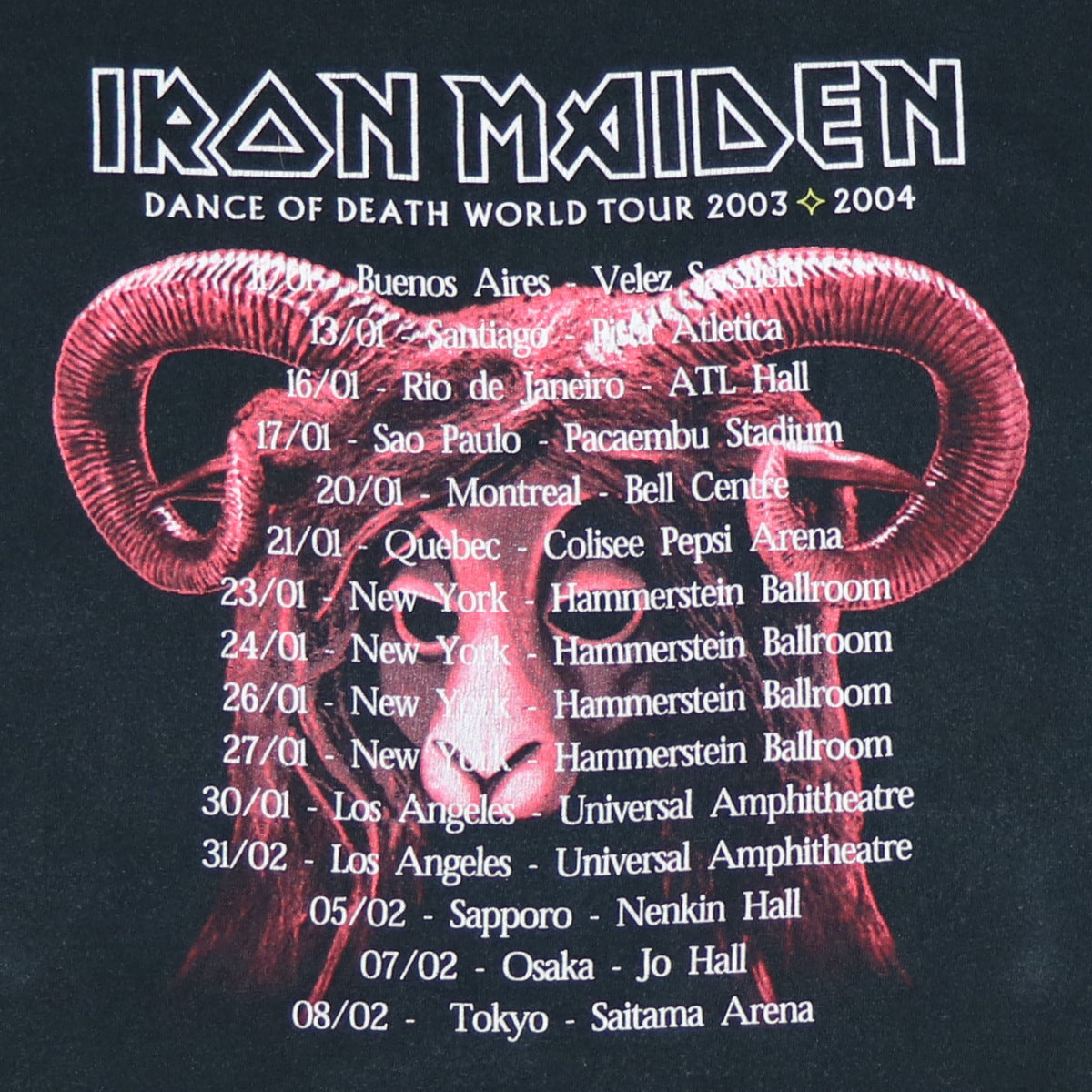 2003 Iron Maiden Dance Of Death World Tour Shirt