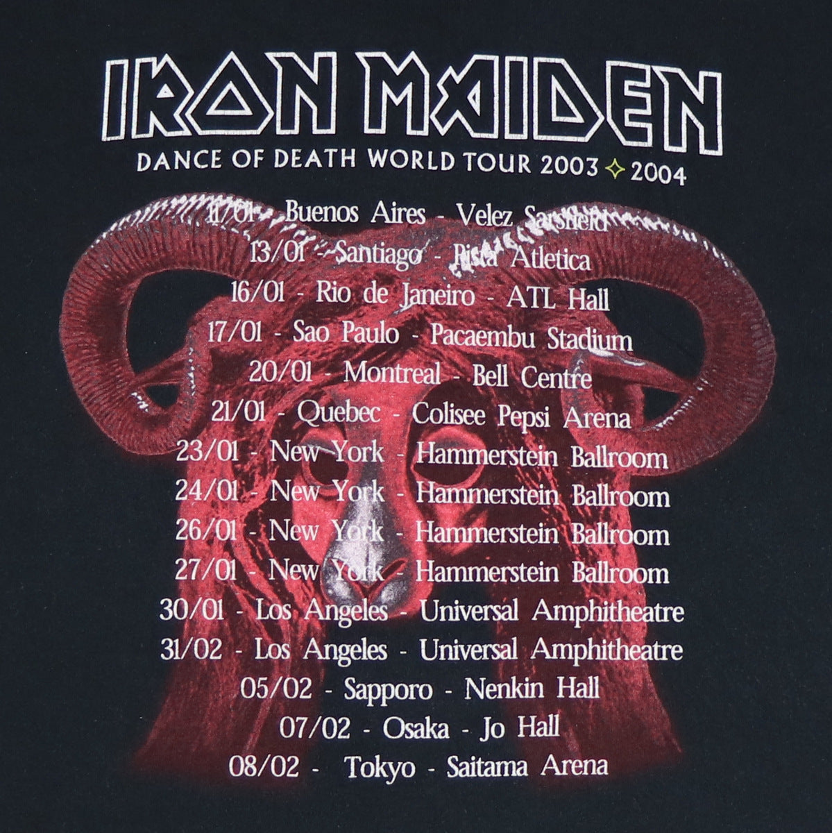 2003 Iron Maiden Dance Of Death World Tour Shirt