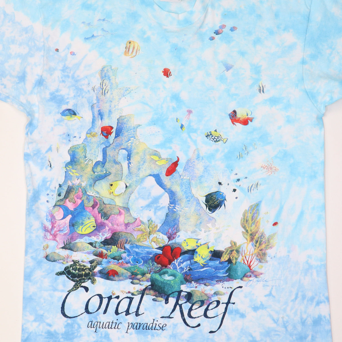 1992 Coral Reef Aquatic Paradise Liquid Blue Tie Dye Shirt