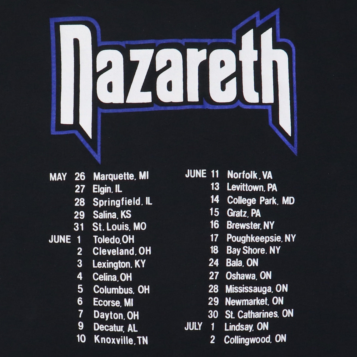 1988 Nazareth 20th Anniversary Fox Tour Shirt