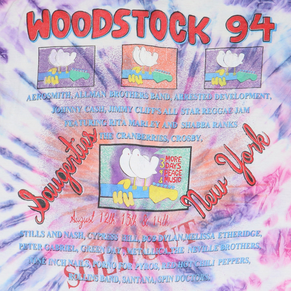 1994 Woodstock 25th Anniversary Concert Tie Dye Shirt