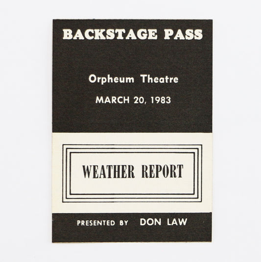 1983 Weather Report At The Orpheum Theatre Backstage Pass