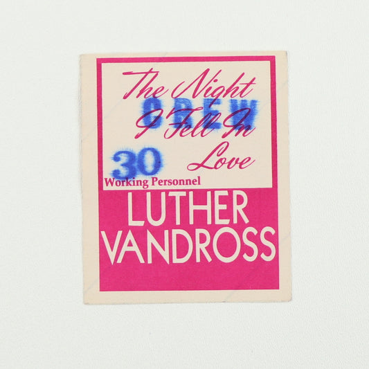 1985 Luther Vandross The Night I Fell In Love Tour Working Personnel Backstage Pass